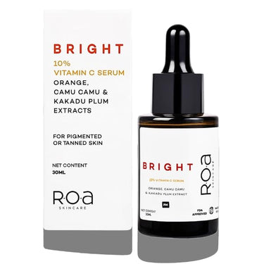 R.O.A Skincare BRIGHT 10% Vitamin C face serum for Men and women 30ml | Brightening glow Vitamin C face serum for dry sensitive or combination skin with Orange, Kakadu plum and Camu Camu extract